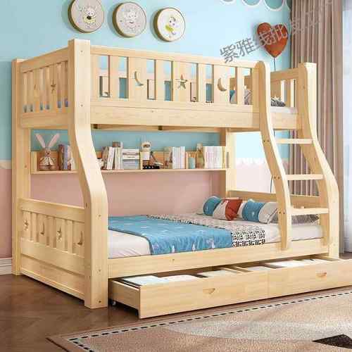 全实木上人下床下双层床子母床儿童HAD大成年层高低床上铺两木床