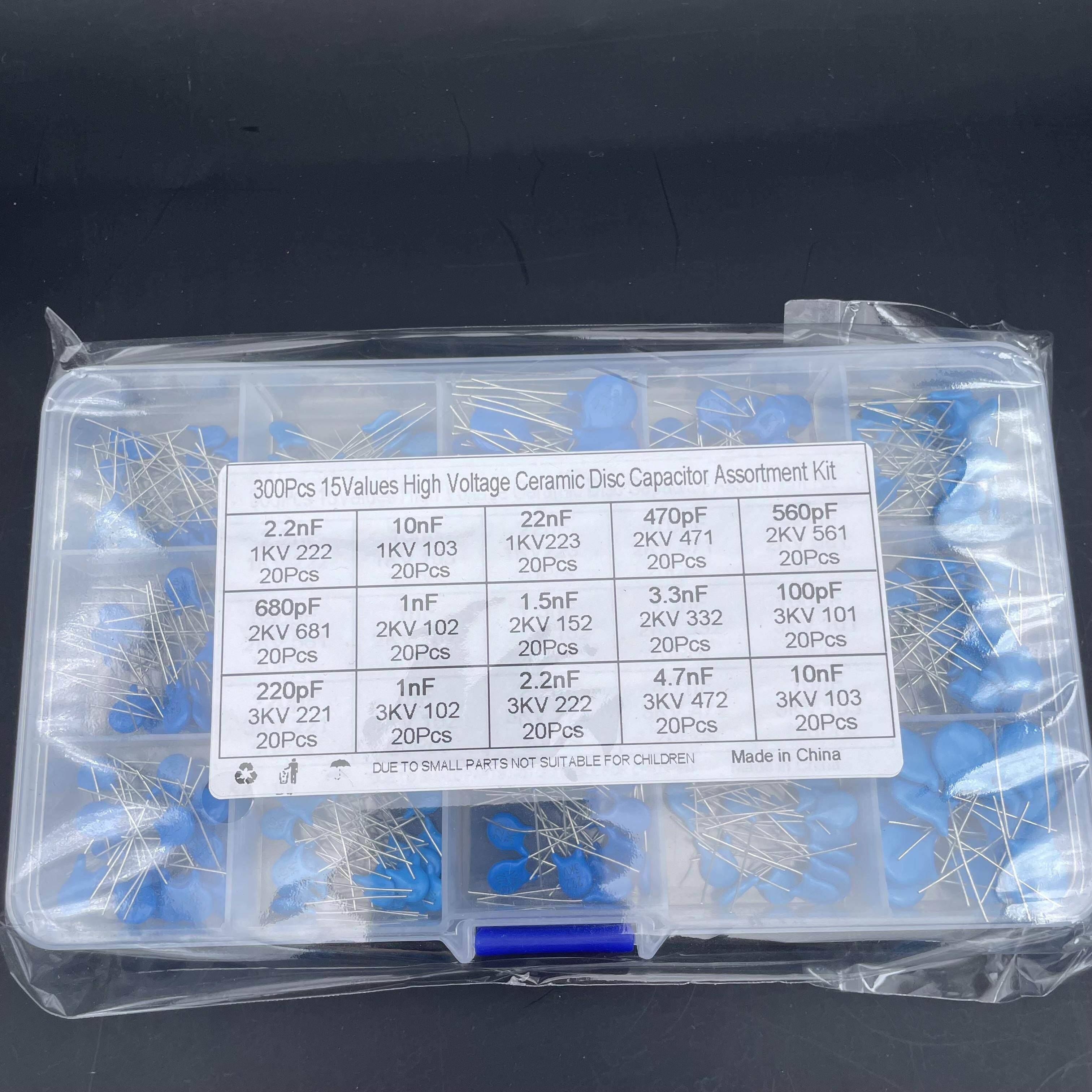 300个15个规格每种20个 1KV 2KV 3KV 瓷介磁片 高压瓷片电容盒装