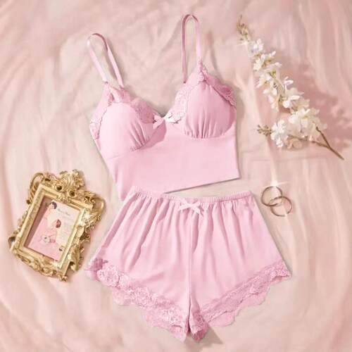 Home pajama camisole shorts set with chest cushion