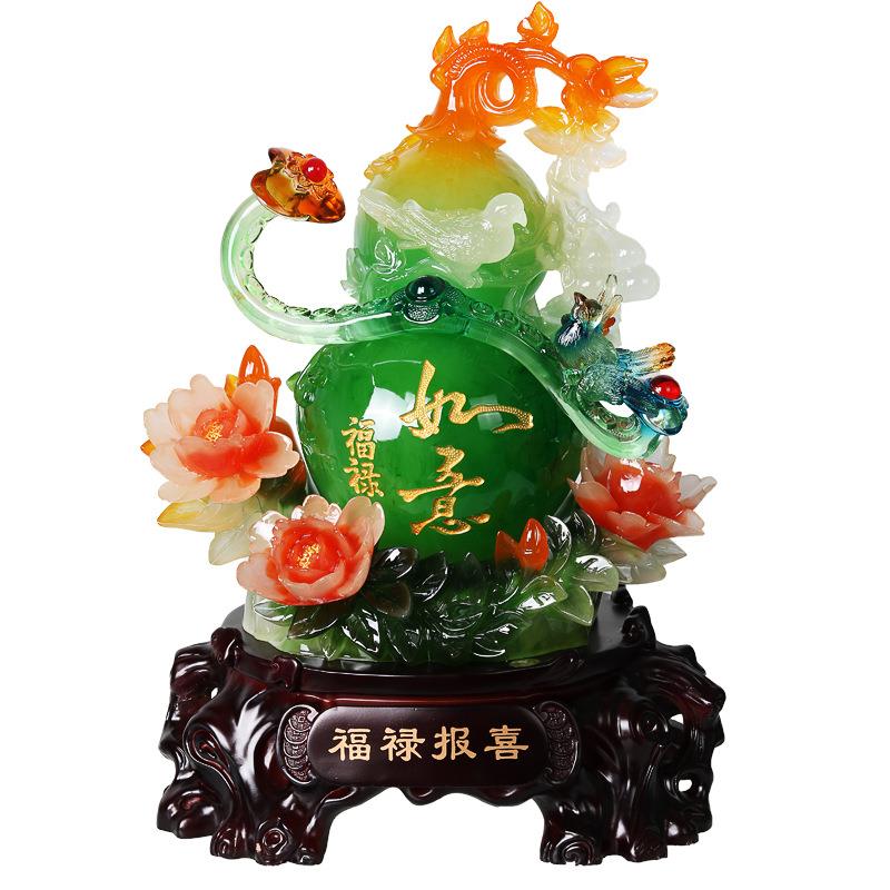 树脂工艺品葫芦摆件仿玉福禄报喜开业乔迁送礼家居客厅工厂
