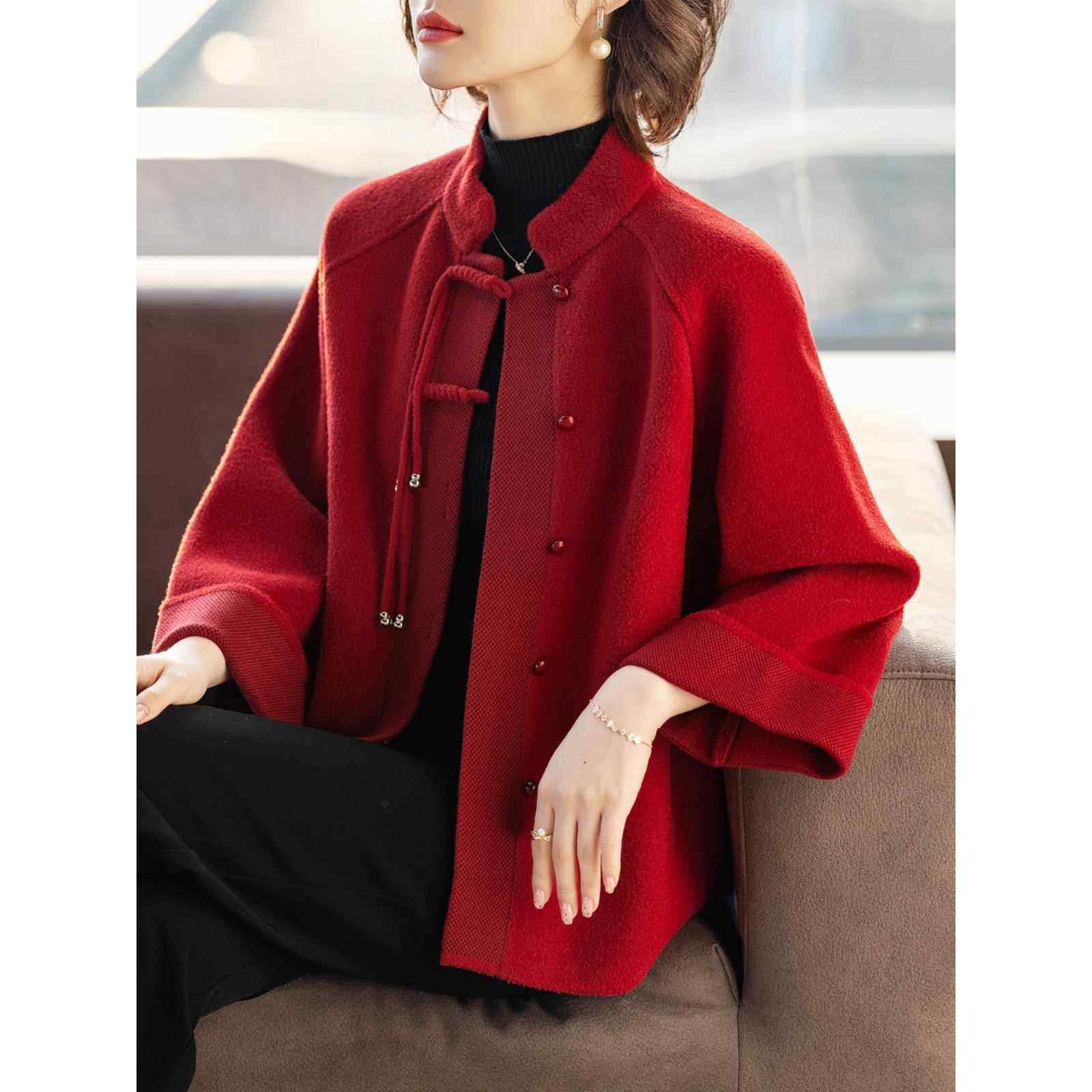 妈妈春装外套春秋洋气2025新款中老年人女本命年红色喜婆婆上衣服