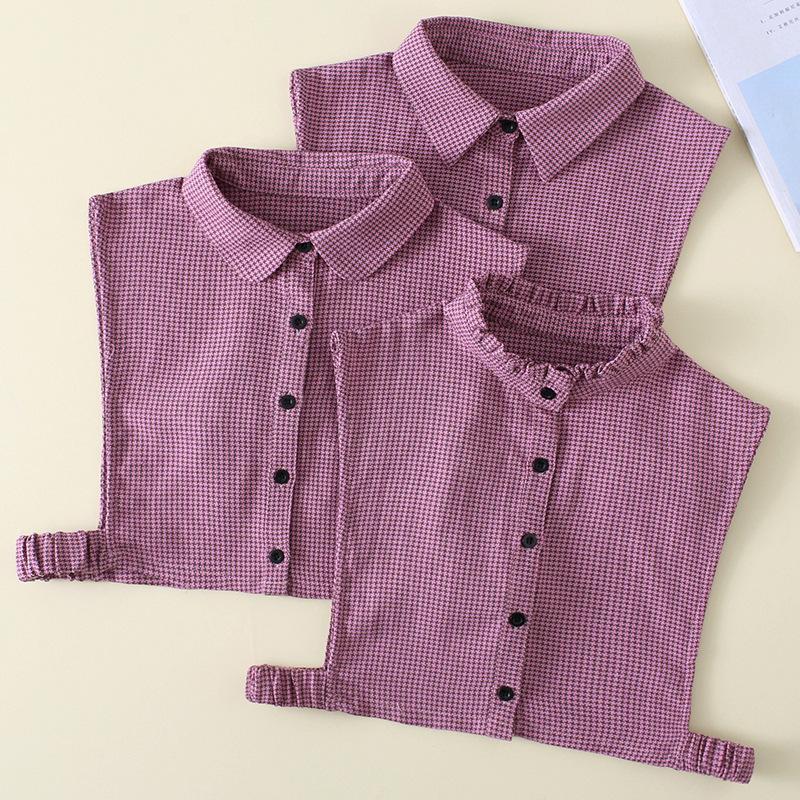 千鸟格时尚百搭节约女士衬衫假领