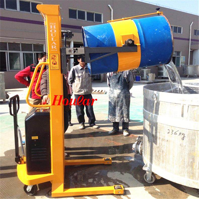 YL520KG半电动油桶倒料车油桶升高车翻转倾倒车半自动油桶车
