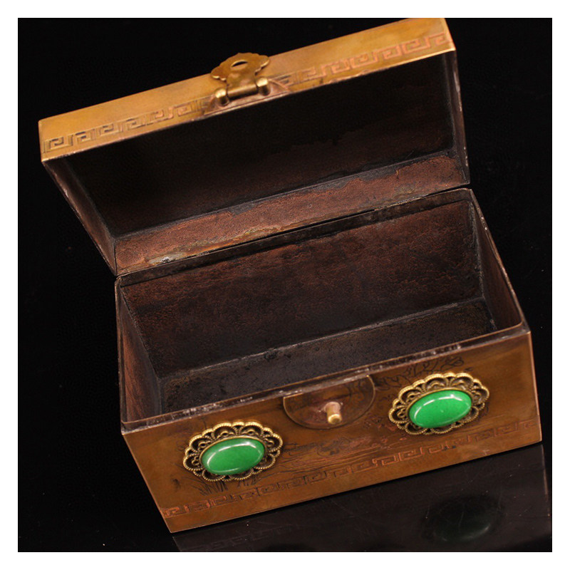 【鬼市】铜镶嵌宝石盒子-dz5068