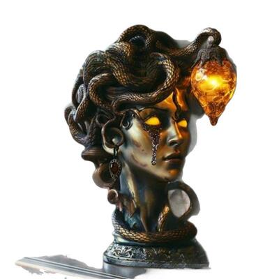 跨境Medusa Table Lamp美杜莎台灯雕像神话怪物哥特式树脂装饰品