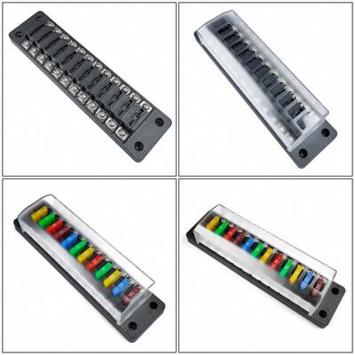 多路汽车保险丝盒12进12出12路汽车保险丝盒12个ATO保险丝2孔螺丝