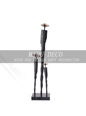 简约现代金属创意戴帽人物工艺品摆件样板房间售楼处客厅软装饰品