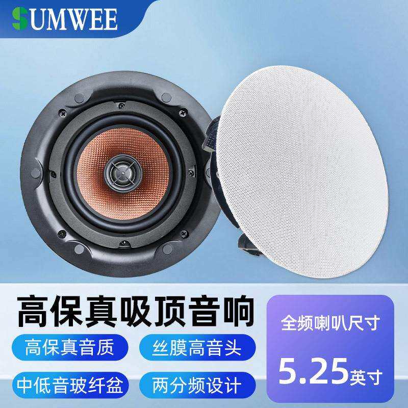 天花吊顶喇叭吸顶音响家庭背景音乐音箱客厅环绕重低音同轴嵌入式