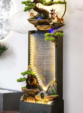 新中式高山流山水F97MTMHS生财水摆件循环水墙厅装饰假客山喷泉幕