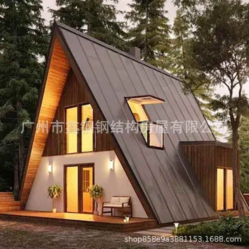 三角木屋别墅仿古房子桑拿房可移动简易木屋凉亭轻钢别墅房屋