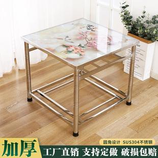 不锈钢烤火桌折叠简约新款 双杆冬季 多功能正方形家用吃饭取暖架子