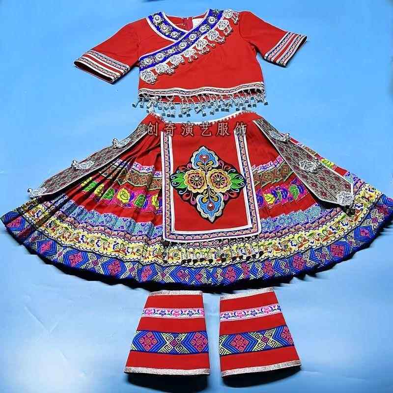高档新款制定苗族舞蹈演出服民少数族艺考独服饰舞土家族表演服装