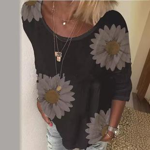 Chrysanthemum quarter Round Three Sleeve Neck Summer