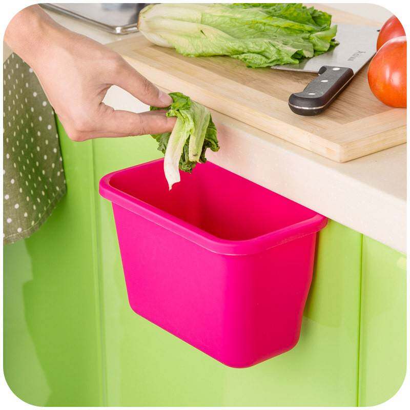 厨房橱柜门挂式垃圾桶 塑料桌面收纳盒 多功能创意储物盒可洗