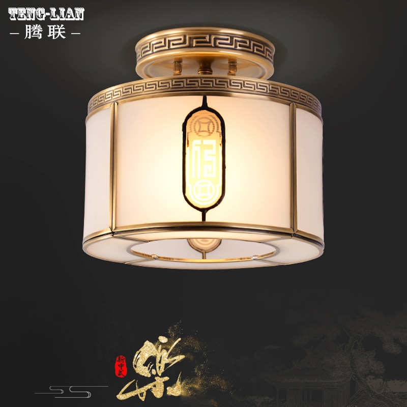 过道玄关中式全铜吸顶灯复式楼门口楼道楼梯阳台卧室书房吸顶灯具