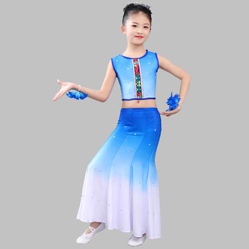 正品傣族儿童舞衣女幼舞儿演服出装饰练习裙民族表演服服舞蹈孔雀