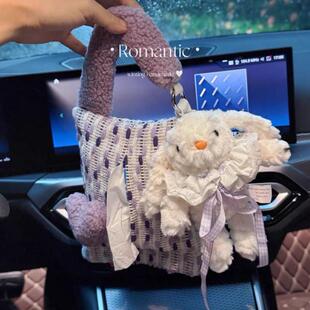 挂式高地汽车家用车车载车内纸巾盒可爱装饰纸盒挂袋纸袋塑料