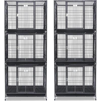2 Pack Three Levels 36 Inch Dog Crate, Escape Proof Dog Cage
