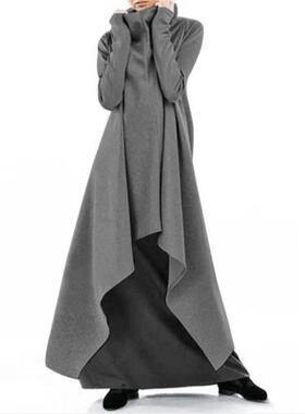 Women's long robe sportswear high neck pullover hoodie for