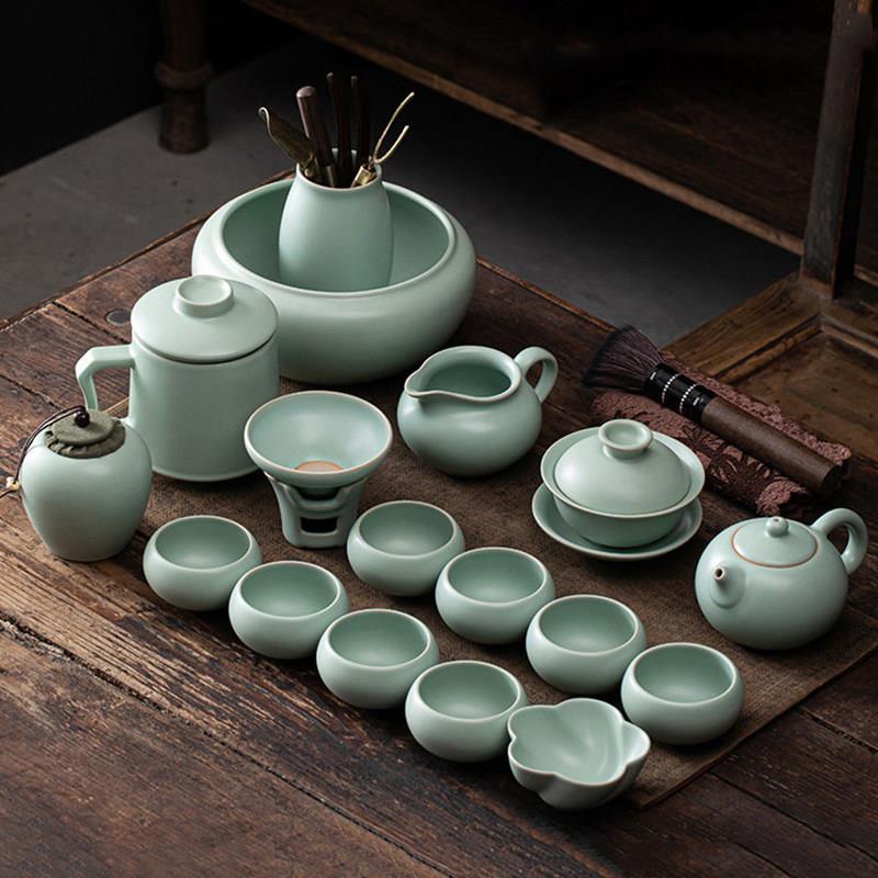汝窑茶具套组高档茶壶盖碗茶杯2026新款家用冰裂功夫茶具礼盒送礼