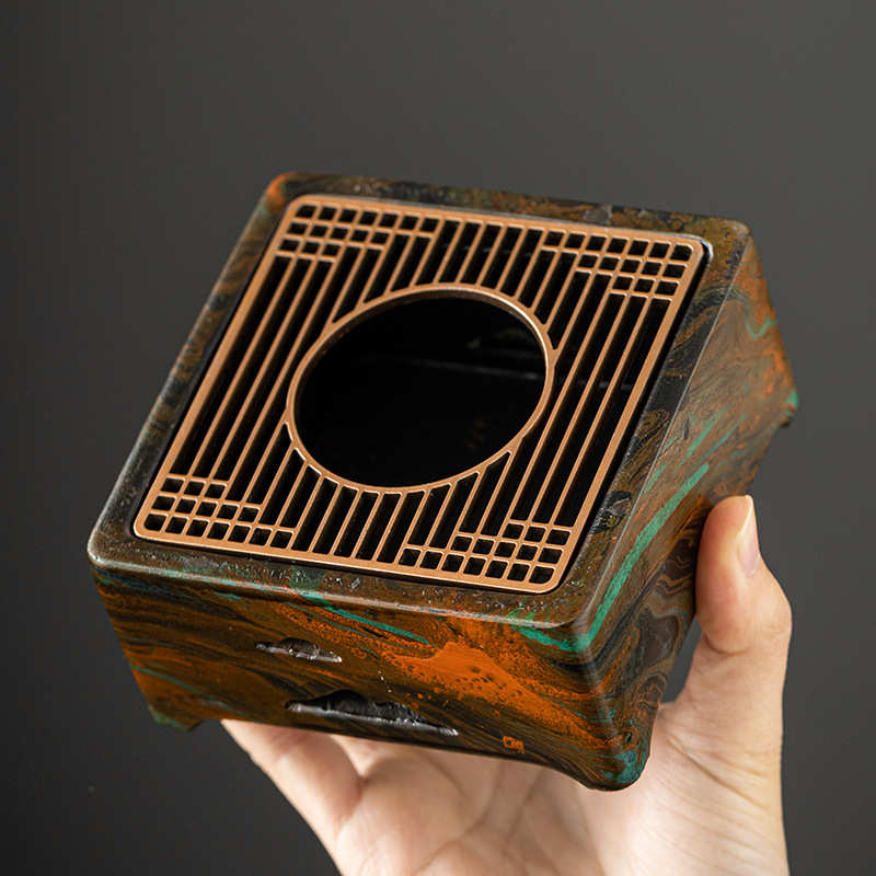 新款漆器温茶炉蜡烛煮茶底座保温茶器中式高档烘茶炉围炉温茶器