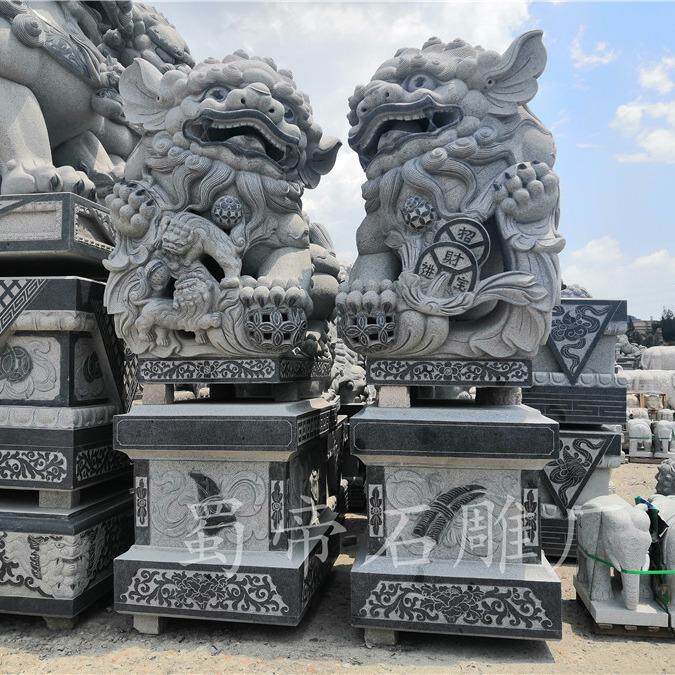 福建石雕狮子花岗岩动物雕塑门口石狮子一对石材工艺品雕刻摆件