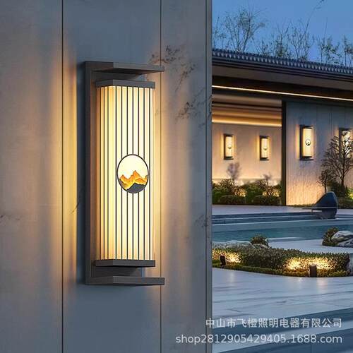 太阳能户外壁灯庭院围墙中式壁灯别墅阳台大门壁灯免接线防水
