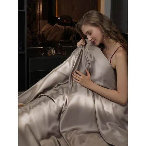 高档真丝桑蚕丝四件套蚕丝被套床笠丝绸床单婚庆床上用品