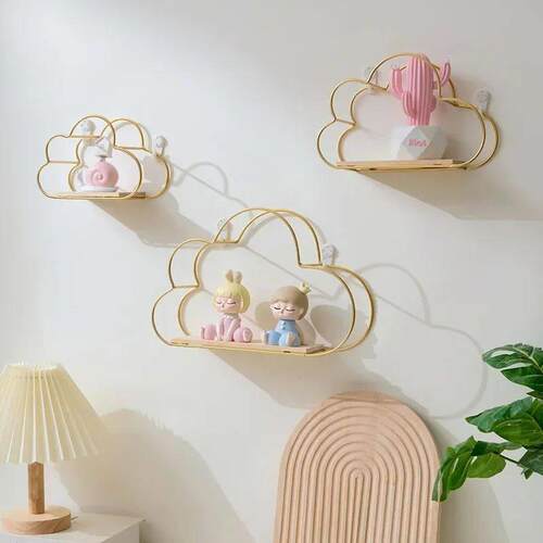 Creative Cloud Iron Shelving Wall Shelf Wooden Clapboard Nor
