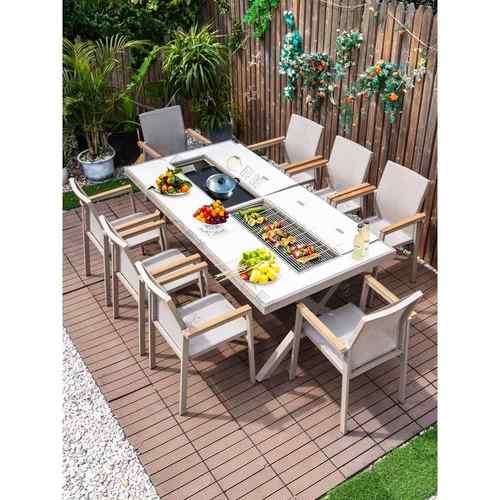 户外烧烤桌椅休闲庭院烤台别墅院子家用铝合金多功能烧烤露台组合