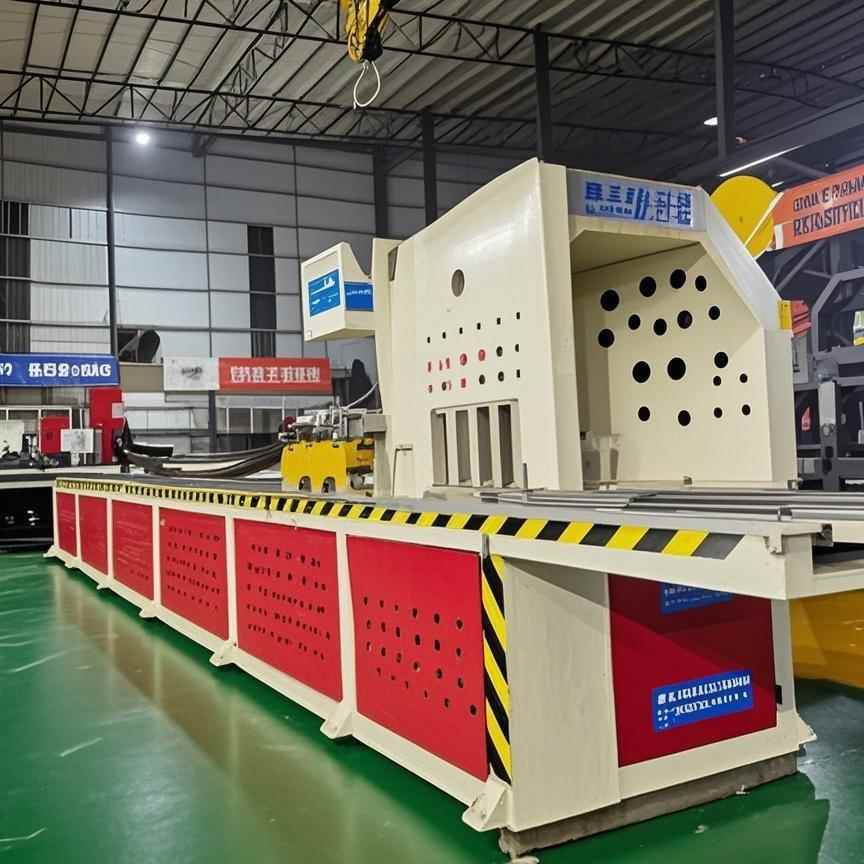 方管异形管材数控全自动液压冲孔机 冲孔切断一体机生产线冲缺机