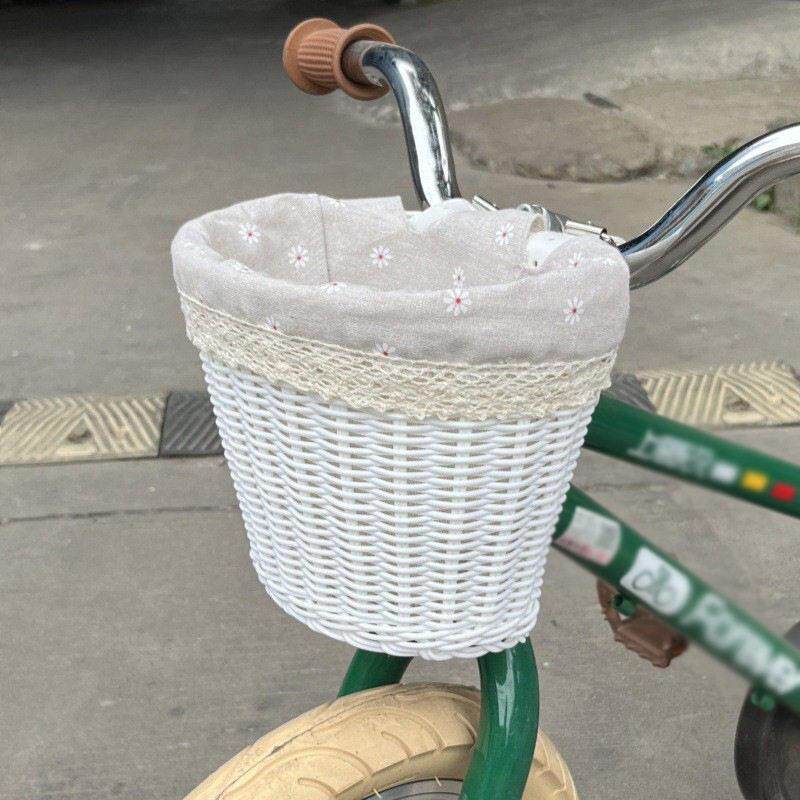 电动车自行车收纳筐前置后置通用复古藤编织篮子大容量储物神器