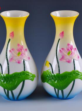 高档佛供花瓶供佛瓶陶瓷供瓶瓶佛堂观音净水莲花瓶供前佛花摆件佛