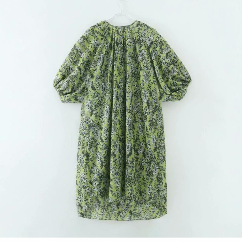 gentle holiday green floral dress women lazy lace loose