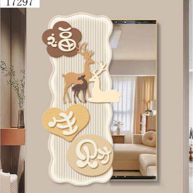 奶油风景全身镜可画隐推拉入户玄形关装饰卧室房间新款镜MY-H173