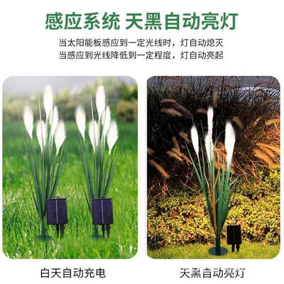 户外芦苇光纤蒲苇灯草坪插地灯户外装饰景观灯狗尾草地插灯