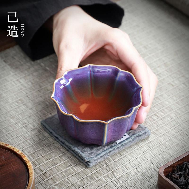己造 钧窑主人杯茶杯窑变玫瑰花茶盏男女个人杯功夫茶具茶道图片