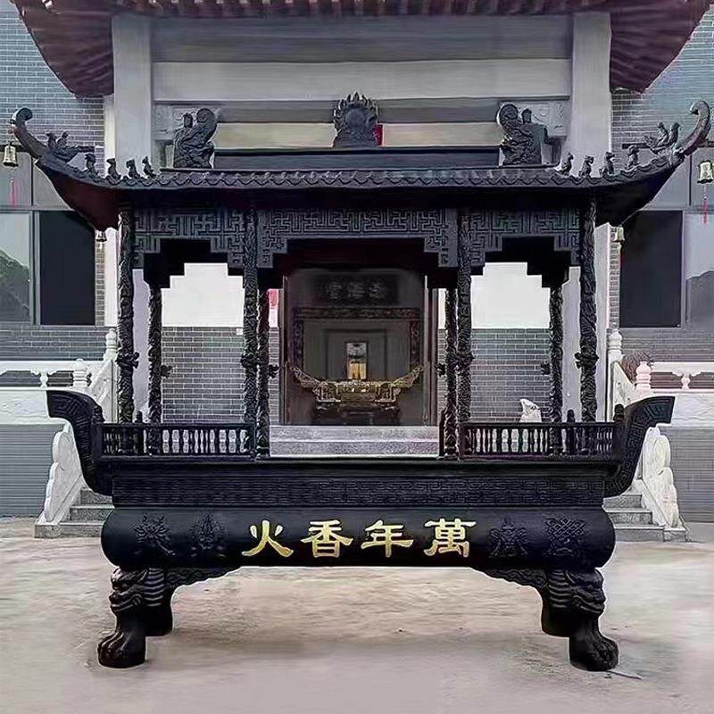 寺庙大型纯铜生铁香炉 祠堂户外大香炉寺院陵园铸铁八龙柱香炉