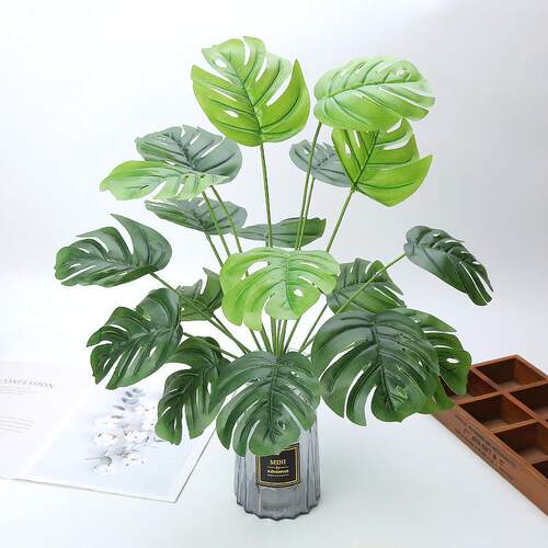 仿真绿植龟背叶软装假花仿真花盆栽造景北欧风家居室内装饰龟背竹