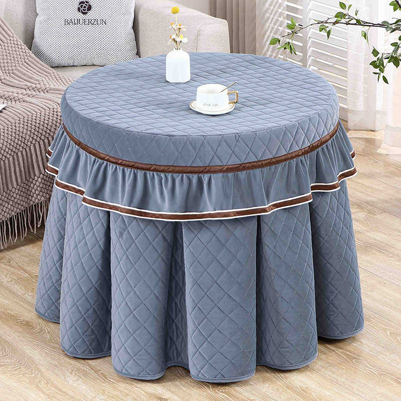新款圆形烤火桌子罩圆桌布加绒加厚电暖炉茶几桌子罩套时尚简约