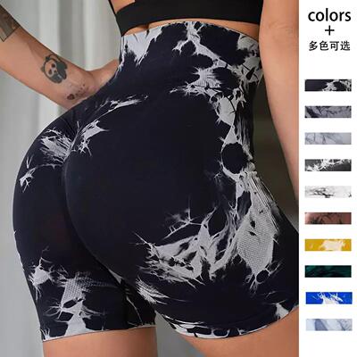 Women shorts featuring raised hip tie dye colors seamless