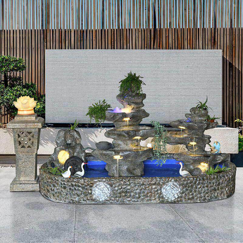 大型假山流水喷泉别墅花园庭院公司家用客厅户外鱼缸瀑布景观摆件