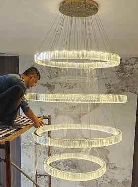 复式楼吊现代轻奢别墅创意客厅梯灯大酒灯店大堂291售楼部loft楼