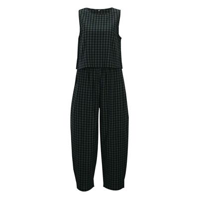 Womens Gingham Print Sleeveless Tank Top & Wide Leg Pants