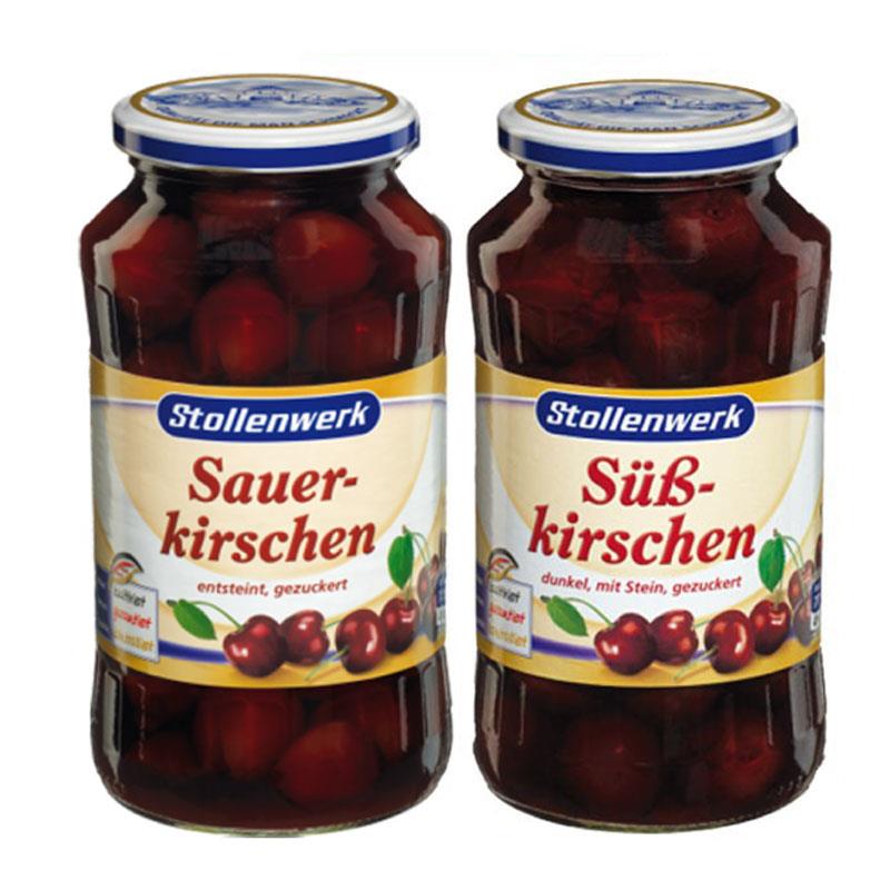 德国Stollenwerk 酸/甜樱桃去核罐头Kirschen 黑森林蛋糕樱桃680g