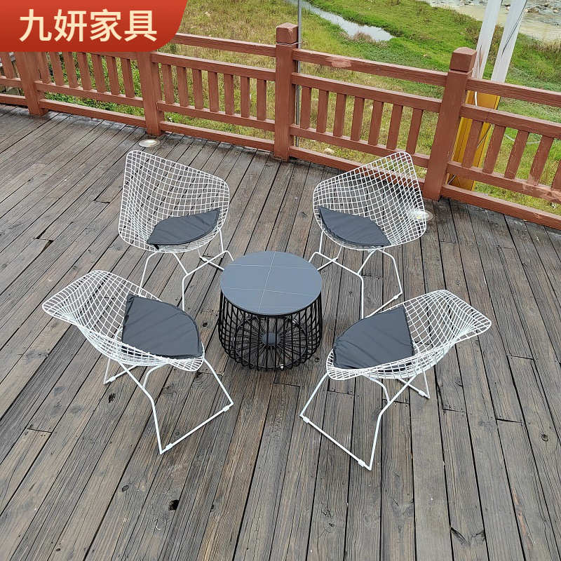 户外桌椅组合园林景观别墅花园庭院创意防水防晒铁艺茶几花瓣椅子