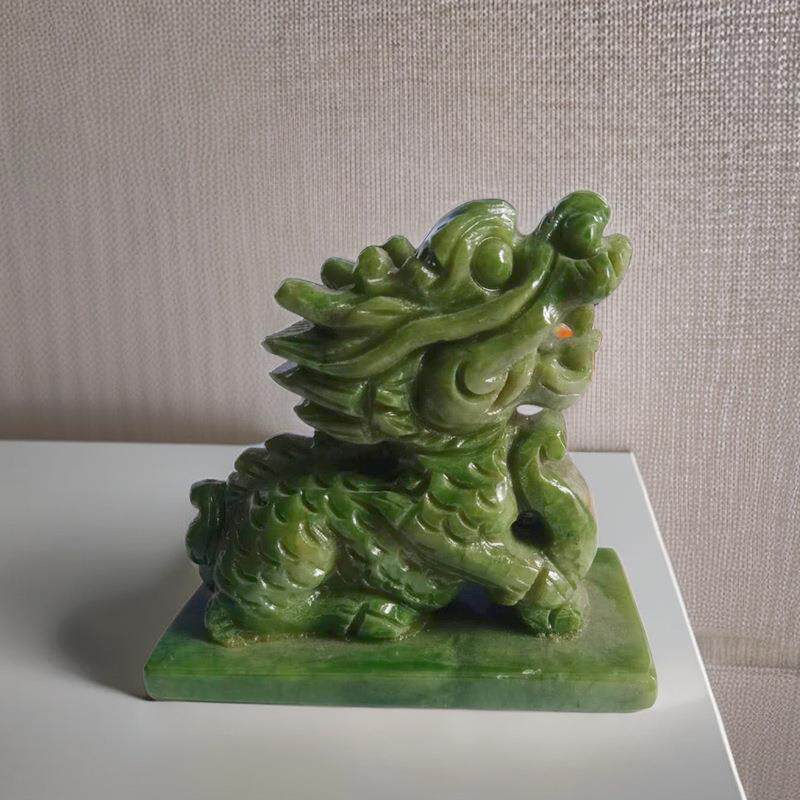 南玉麒麟石敢当天然石头雕刻玉器工艺家居客厅办公室桌面装饰品