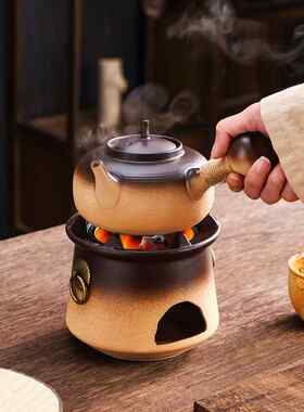 冬天围炉煮茶炭火炉煮茶壶可干烧专用全套陶壶明火碳火烤茶烧水壶