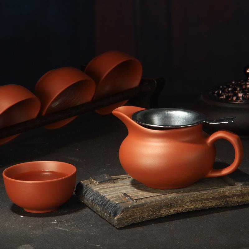 紫砂茶漏紫砂朱泥公道杯茶海分茶器漏杯紫砂壶茶道杯小号套装