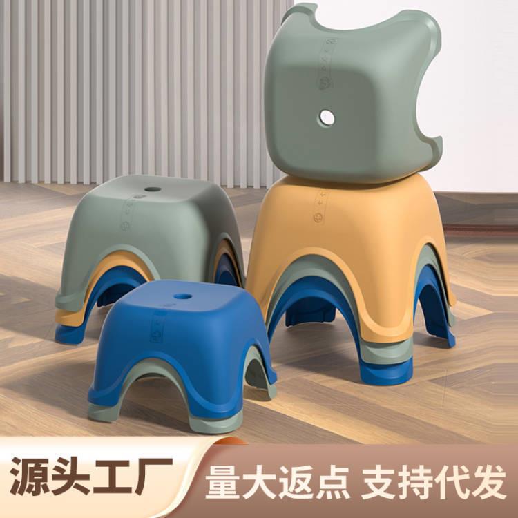 塑料小板凳子家用儿童凳可叠放踏脚矮凳浴室防滑方凳学生椅子收纳